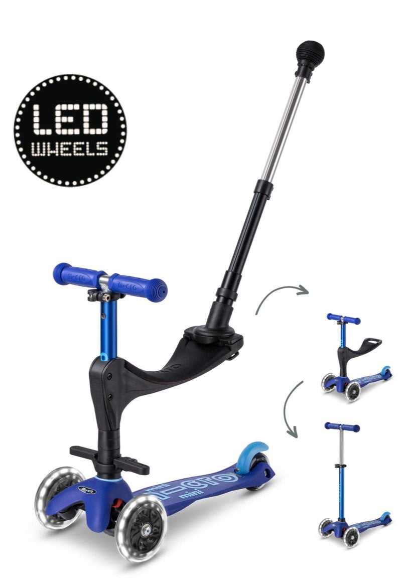 Micro Mini Step Blauw - met lichtgevende wielen en zitje, Fietsen en Brommers, Ophalen, Zo goed als nieuw, Gewone step
