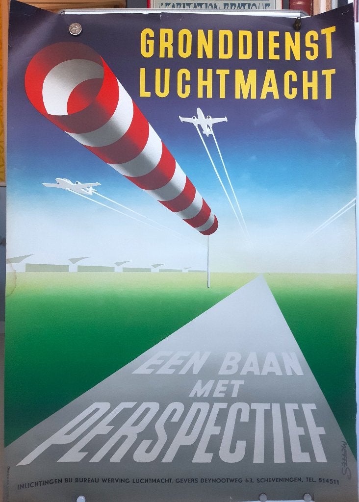 Originele Poster Gronddienst Luchtmacht Mettes Poster, Verzamelen, Posters, Verzenden, A1 t/m A3, Reclame, Rechthoekig Staand
