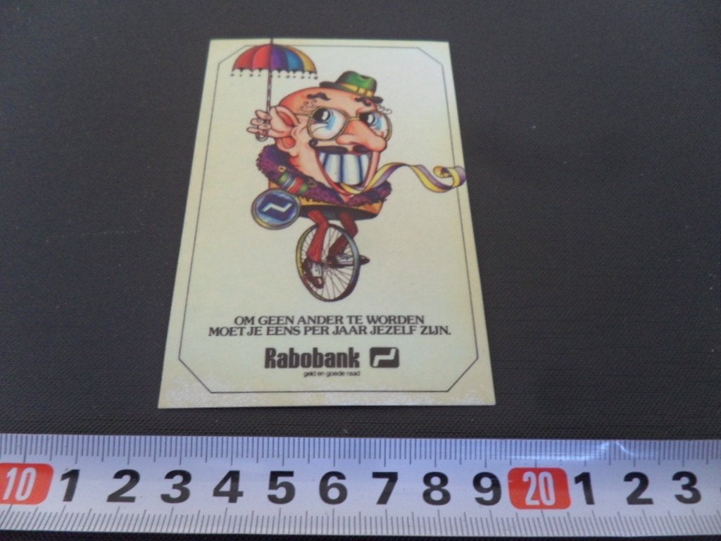 sticker rabobank fiets carnaval om geen ander te worden..., Ophalen, Zo goed als nieuw
