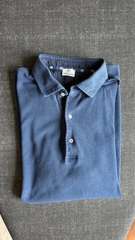 Luigi Borrelli Navy Katoenen Polo Maat L Zeer Goed, Maat 52/54 (L), Luigi Borrelli, Zo goed als nieuw, Verzenden