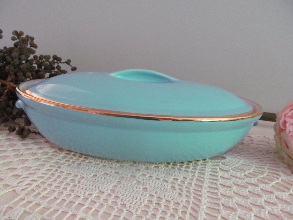 Frans de Rover Porselein Blauw Goudk. Rand France Dekschaal, Huis en Inrichting, Keuken | Servies, Overige merken, Ophalen of Verzenden