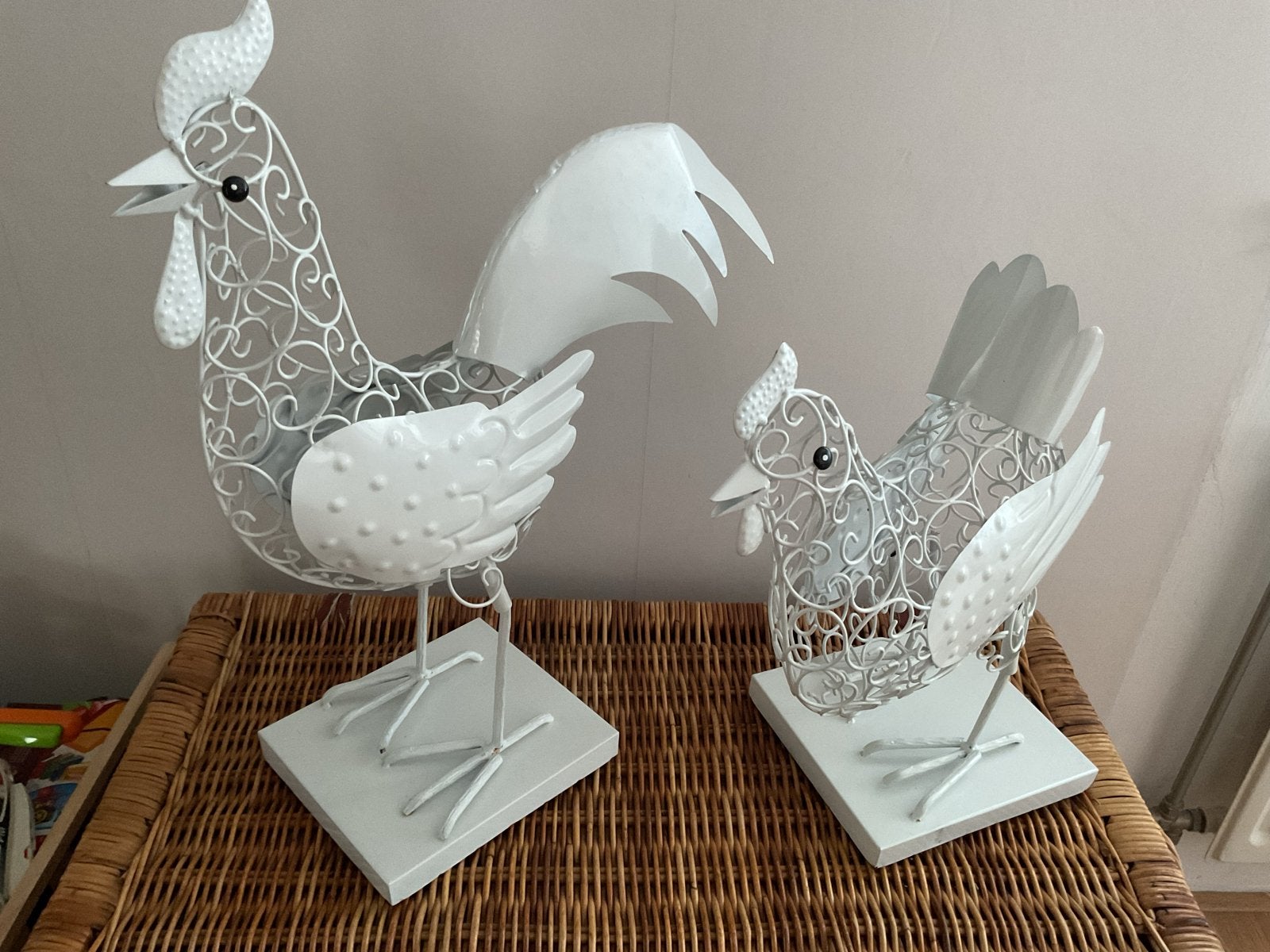 Decoratie kip en haan van metaal, Huis en Inrichting, Ophalen, Gebruikt, Landelijk, Metaal