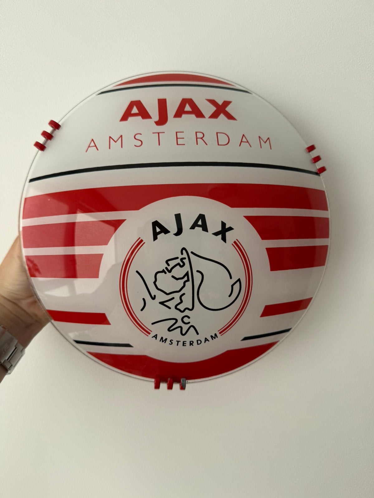 Vintage Glazen Ajax Amsterdam Plafondlamp  Jaren 90, Vintage, 25 cm, Glas, Gebruikt