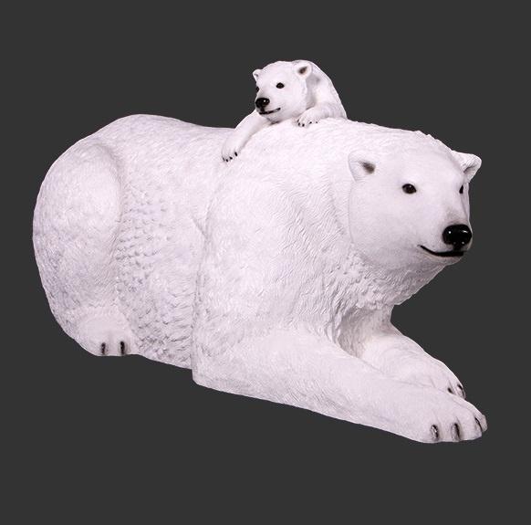 Polar Bear beeld met jong – IJsbeer Hoogte 190 cm, Ophalen, Nieuw, Overige soorten, Overige typen
