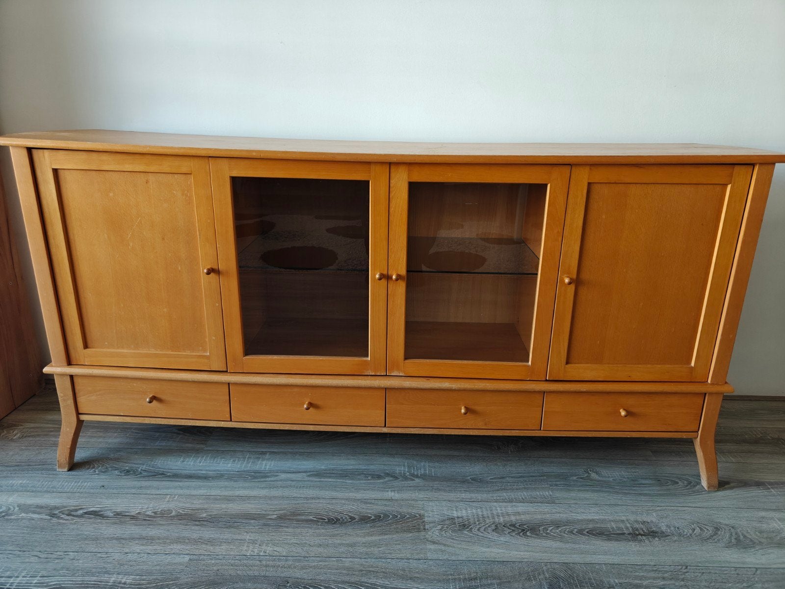 TV meubel (hout en glas) gratis, Huis en Inrichting, Kasten | Televisiemeubels, Ophalen, Gebruikt, Glas, 75 cm of meer