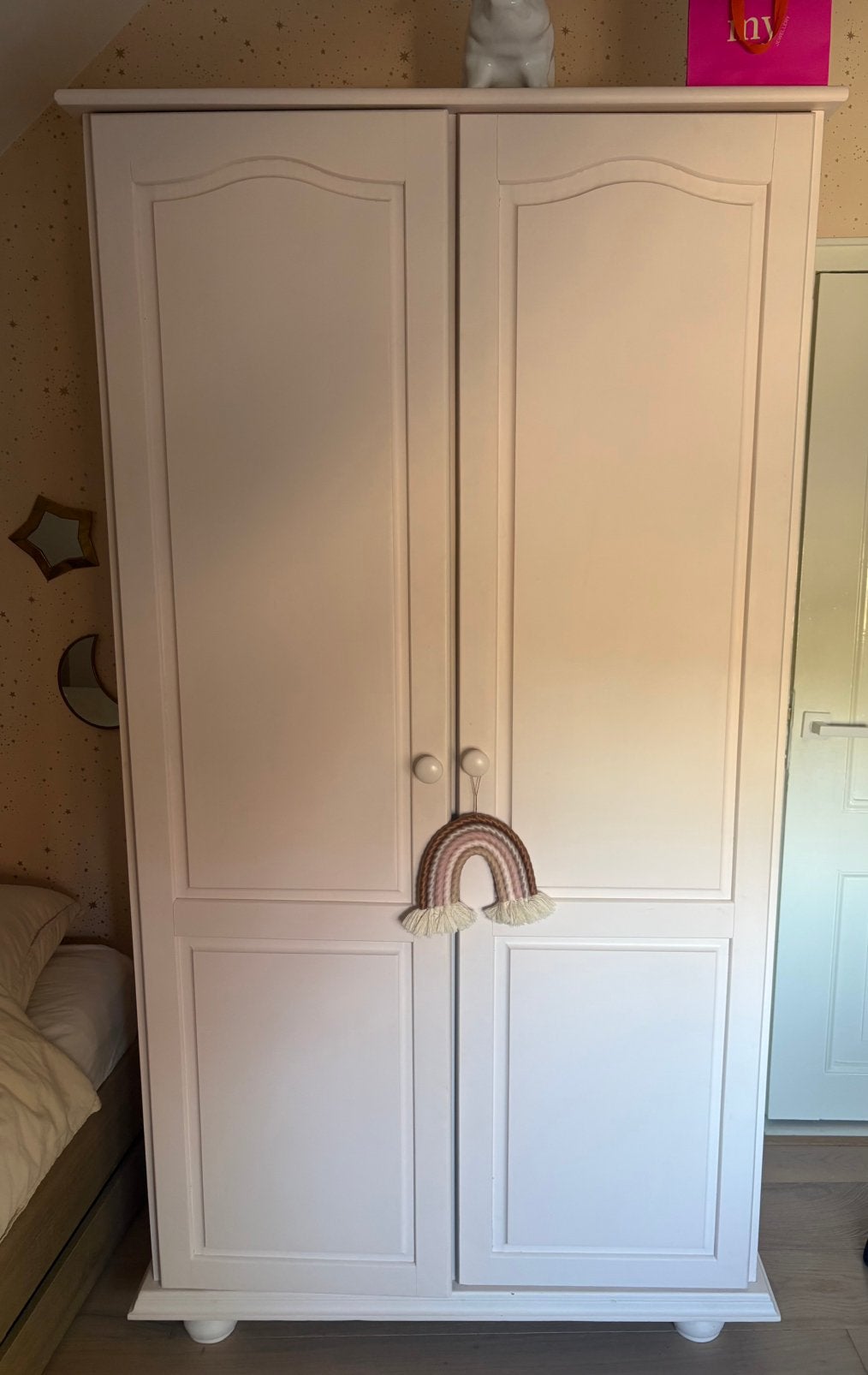 Brocante kledingkast lichtroze meisjes kamer, Ophalen, Gebruikt, Kast, 50 tot 70 cm