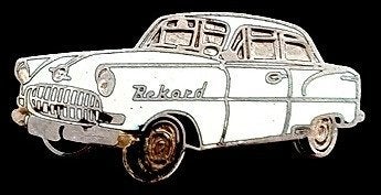 Opel Rekord pin- wit emaille, Verzenden, Nieuw, Transport, Speldje of Pin