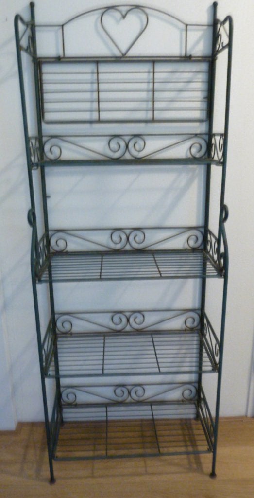 Decoratief metalen rek met hartdetail groen, Ophalen, Gebruikt
