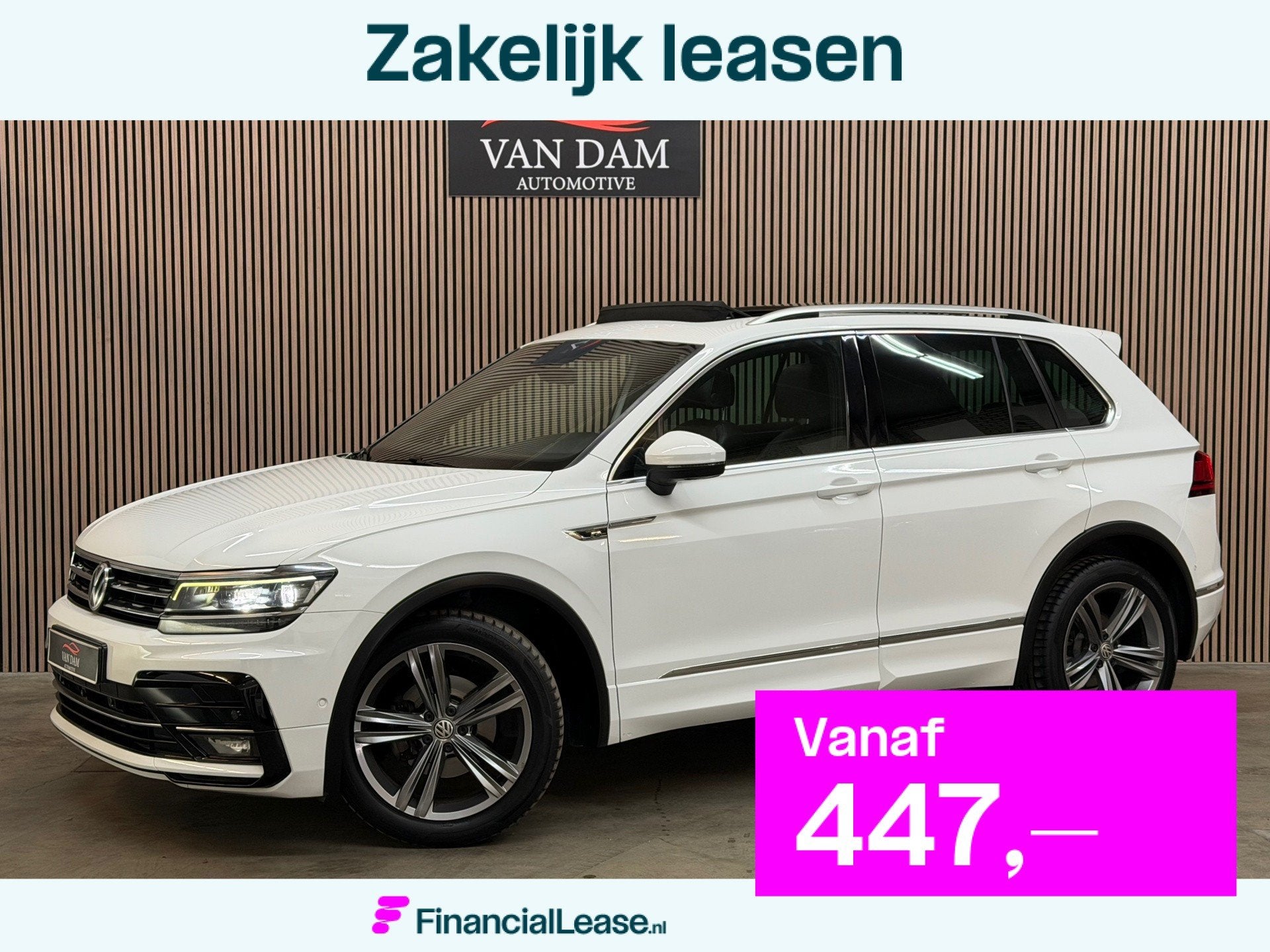 Volkswagen Tiguan 1.5 TSI 3x R-Line 2019 DSG LED PANO CAMERA, Euro 6, 4 cilinders, Wit, Bedrijf