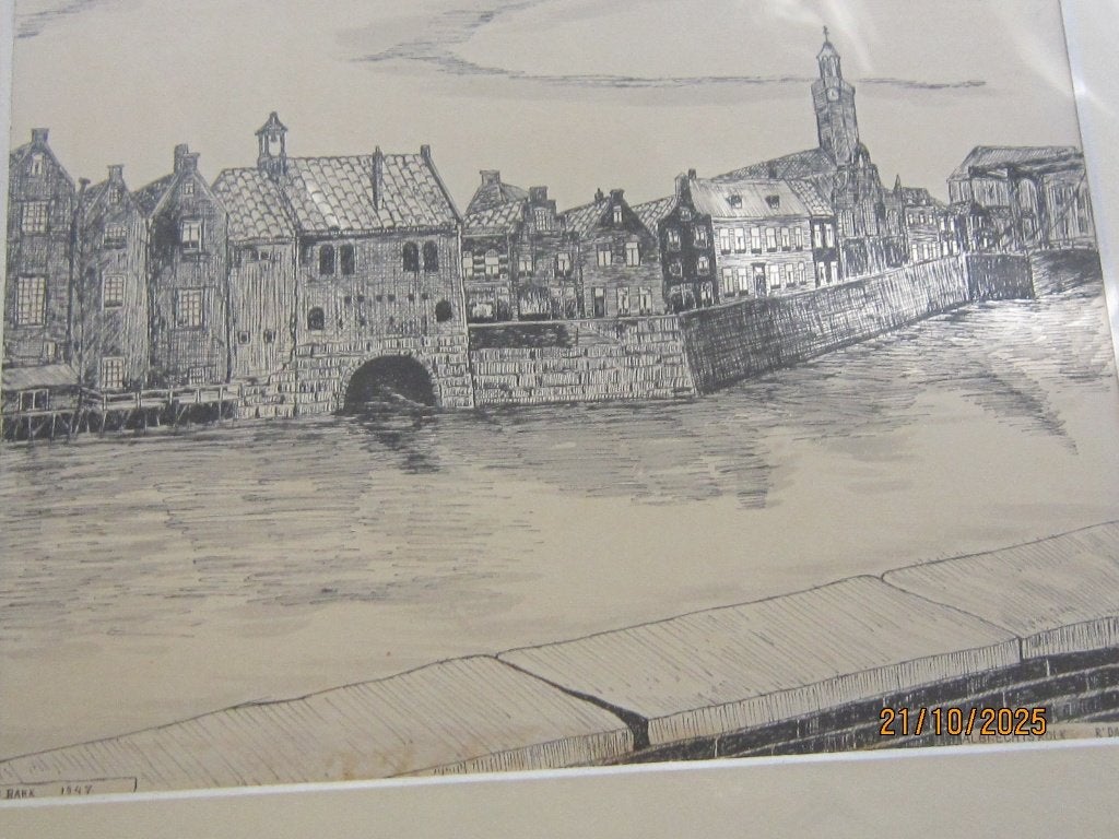 DELFSHAVEN R.dam, Mooie tekening van J. Bakx 1947., Antiek en Kunst, Ophalen of Verzenden