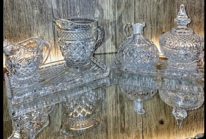 HOE MOOI IS DIT !  Antieke kristallen waaier set roomstel, Antiek en Kunst, Antiek | Glas en Kristal, Ophalen