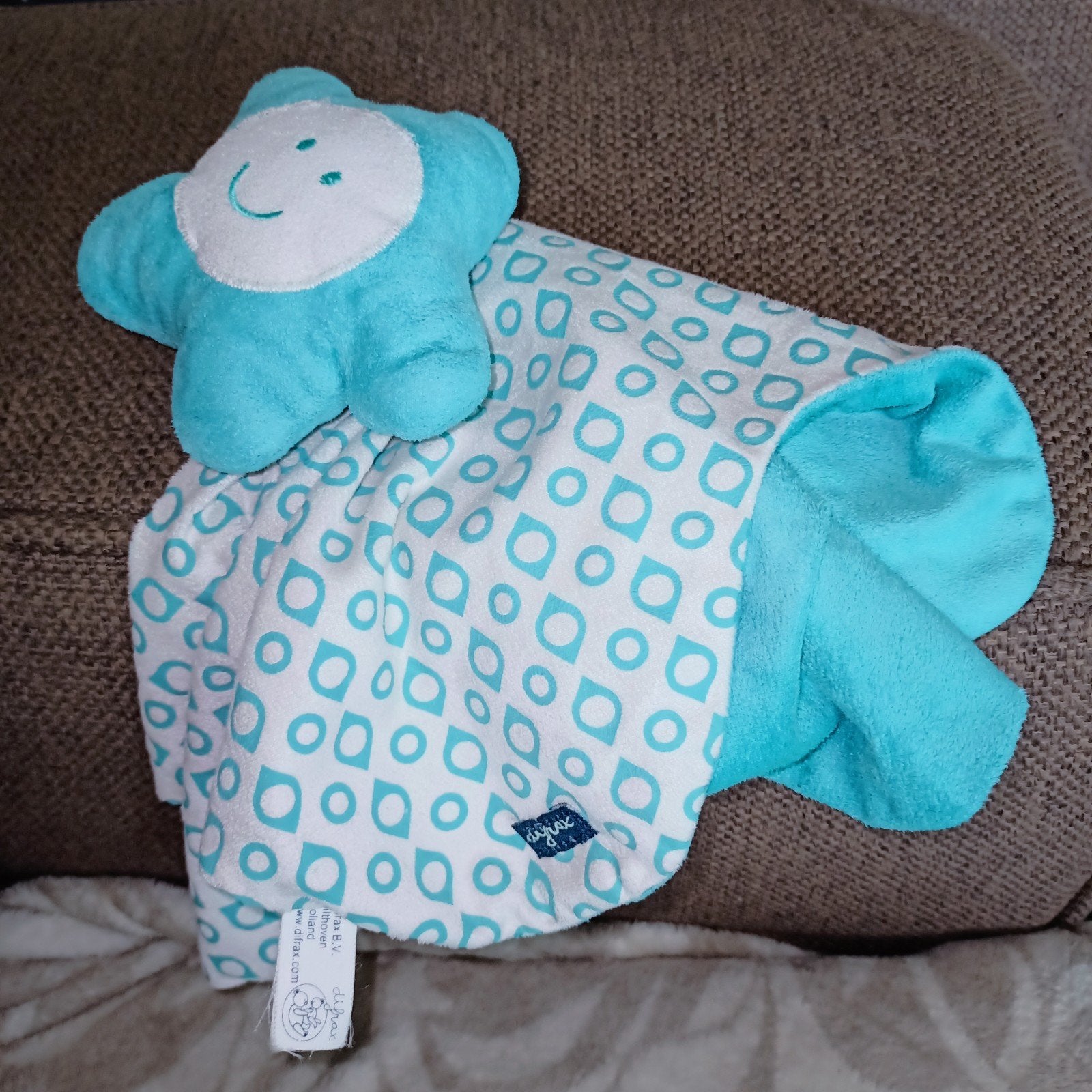 Difrax ster kroeldoek. Aqua blauw met wit., Gebruikt, Overige merken, Blauw, Ophalen of Verzenden