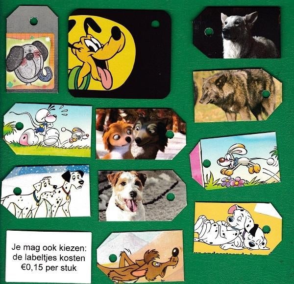 0091) honden, wolven, coyotes, dalmatiers labeltjes, Ophalen of Verzenden, Zo goed als nieuw, Hond of Kat, Overige typen