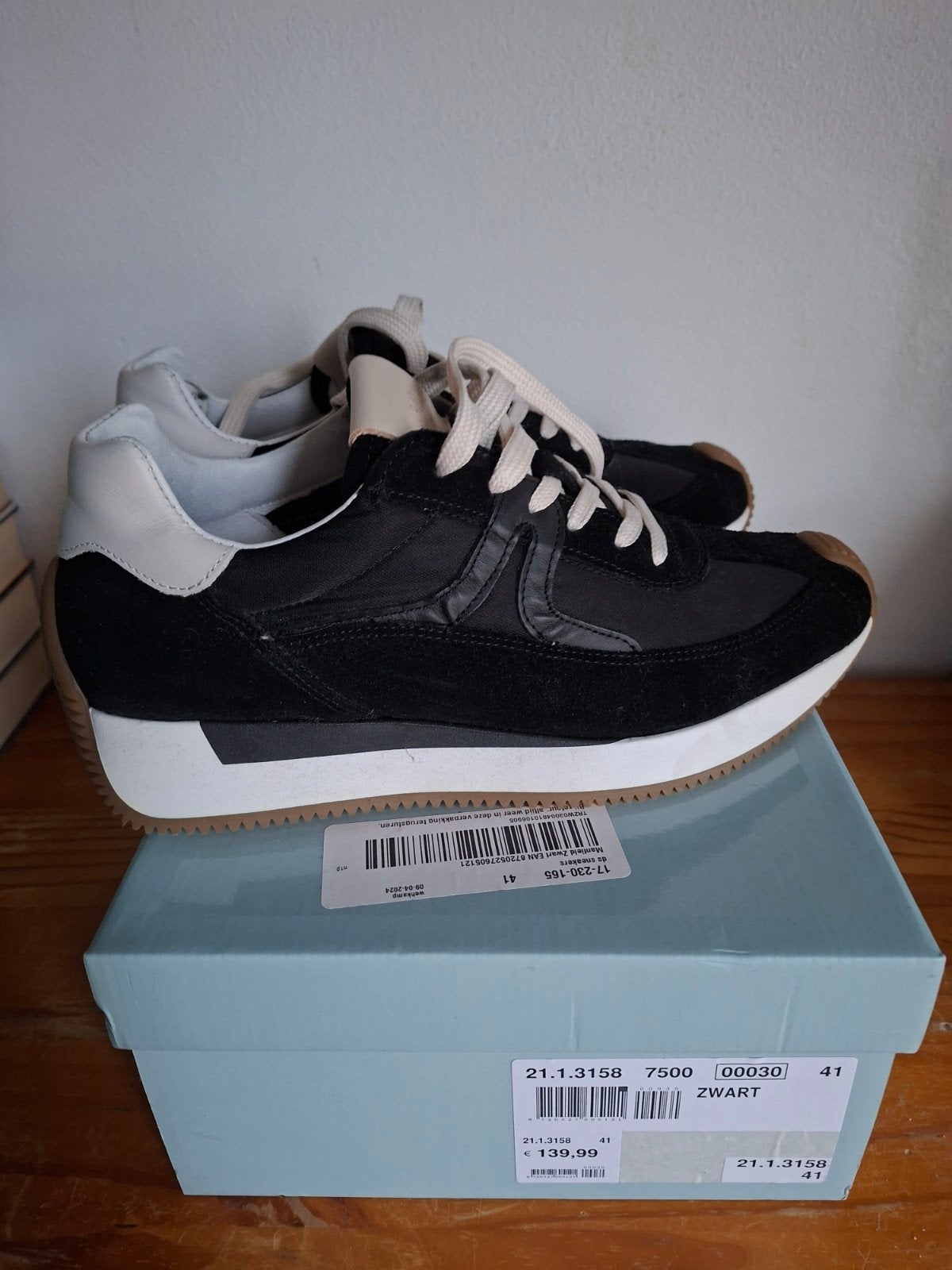 Nieuwe Manfield zwarte sneakers gympen maat 41, Zwart, Nieuw, Ophalen of Verzenden, Sneakers of Gympen