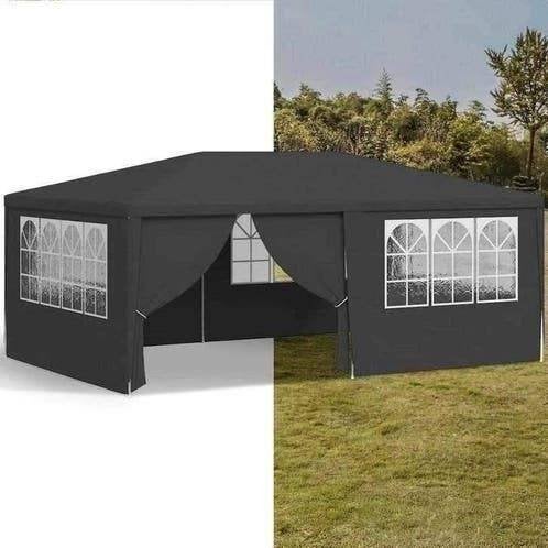 Partytent, Paviljoen, 4x6, opvouwbaar, Met Zijwanden, Zwart, Opvouwbaar, Partytent, Nieuw, 4 tot 6 meter