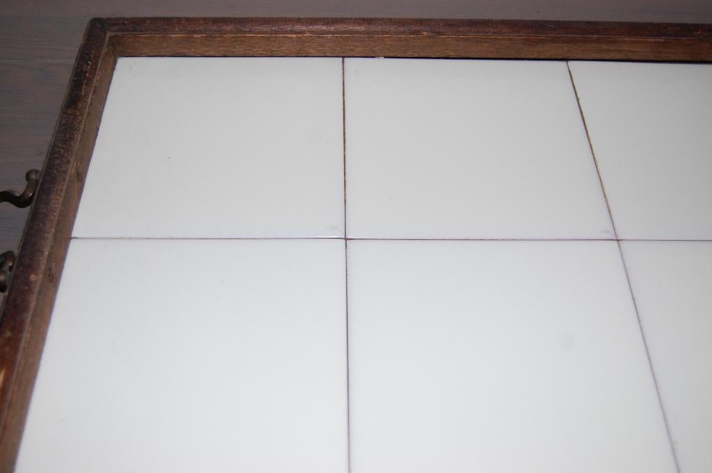 Authentiek houten dienblad met tegels, Ophalen, Gebruikt, Rechthoekig, Hout