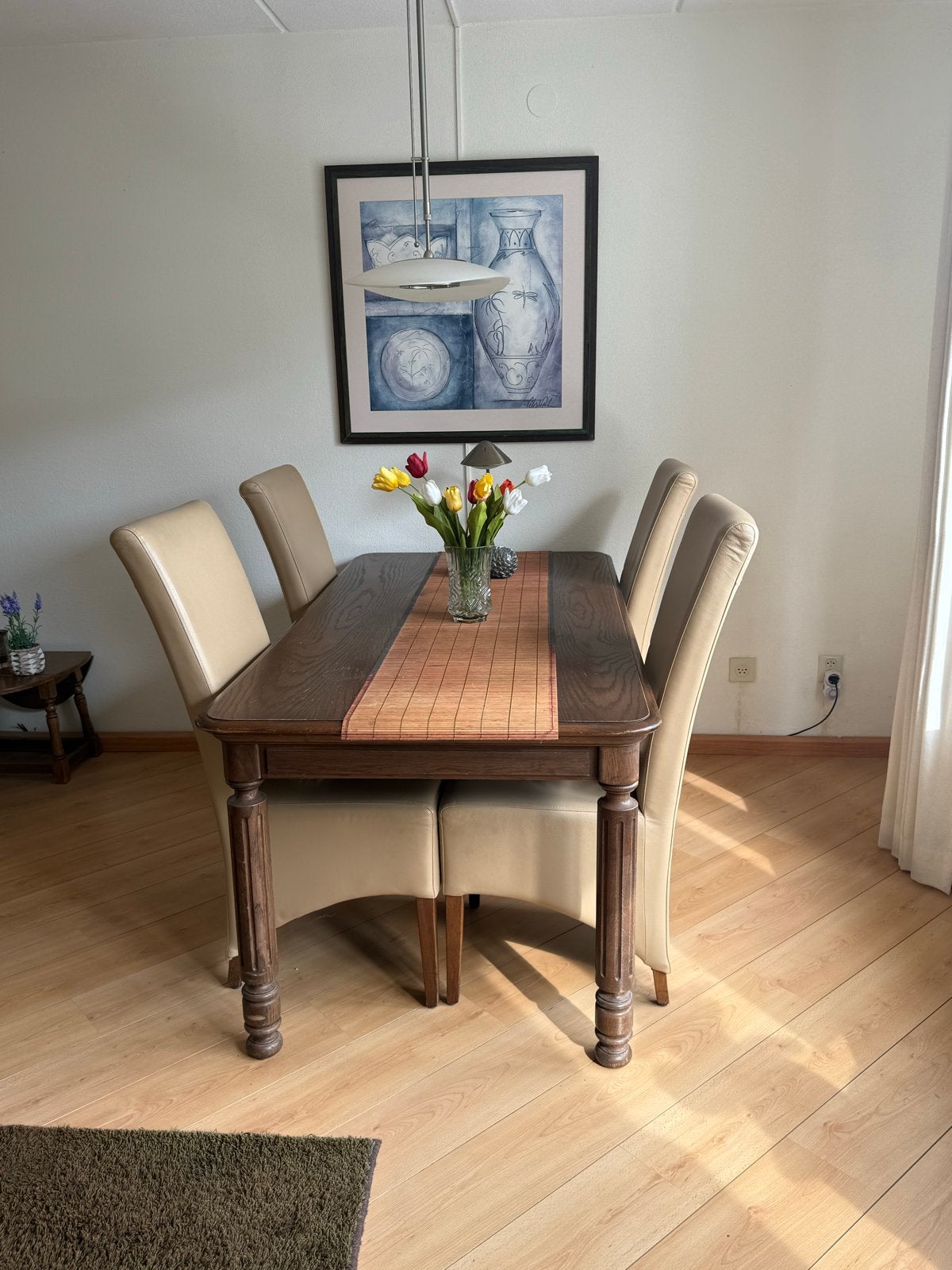 Houten eettafel (180x80) met 4 stoelen - gebruikt, Huis en Inrichting, Ophalen, Gebruikt, 50 tot 100 cm, 150 tot 200 cm