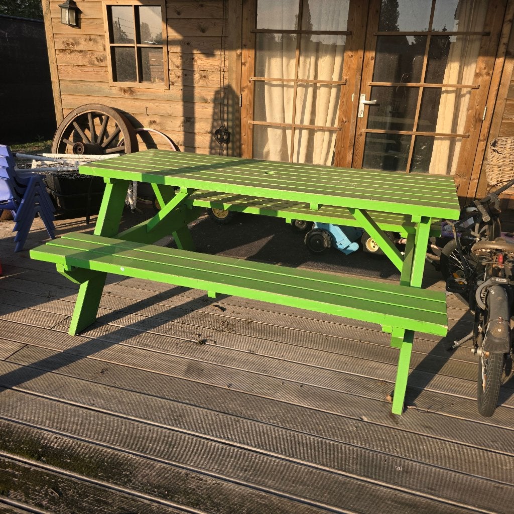 superdegelijke tuinbank massief hout 180 cm lang, Ophalen, Gebruikt, Hout