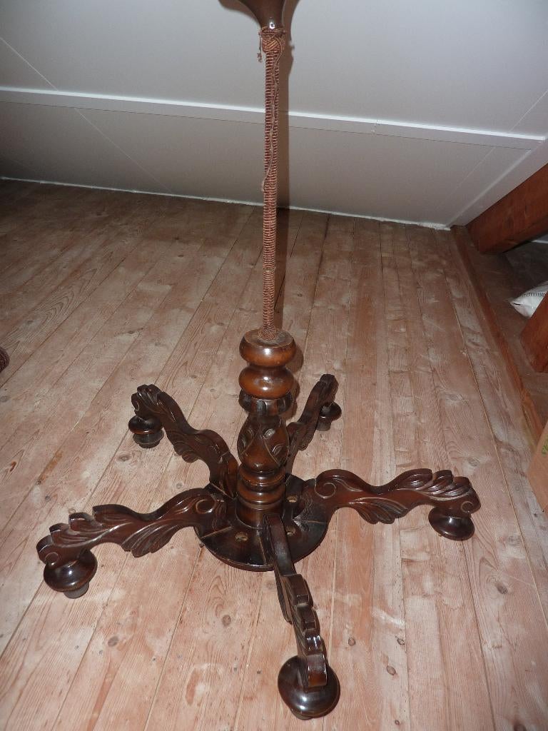 5 ARMIGE HOUTEN VINTAGE/RETRO HANGLAMP, Huis en Inrichting, Lampen | Kroonluchters, Ophalen, Gebruikt, Hout, VINTAGE /RETRO