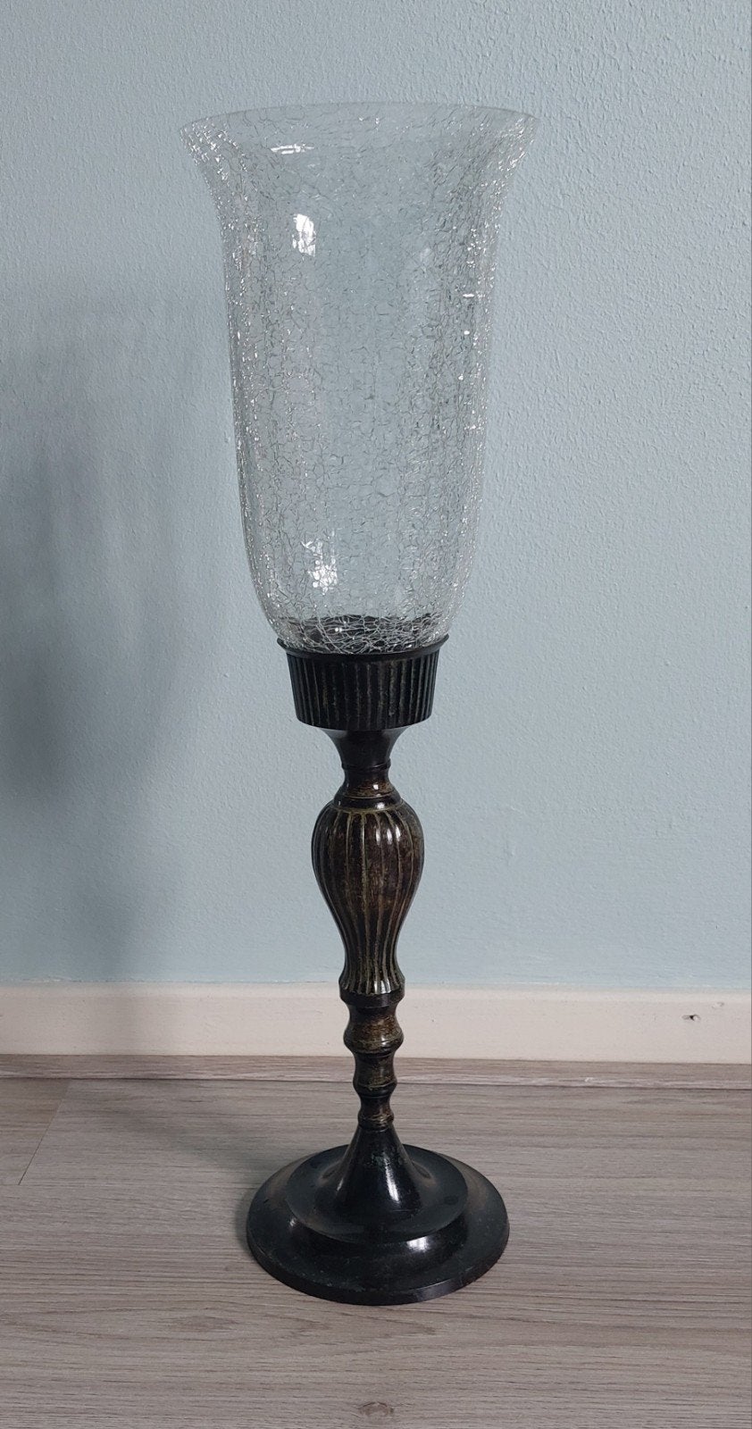 Grote kandelaar met craquelé glas, Huis en Inrichting, Woonaccessoires | Kandelaars en Kaarsen, Ophalen, 51 cm, Bruin, Kandelaar