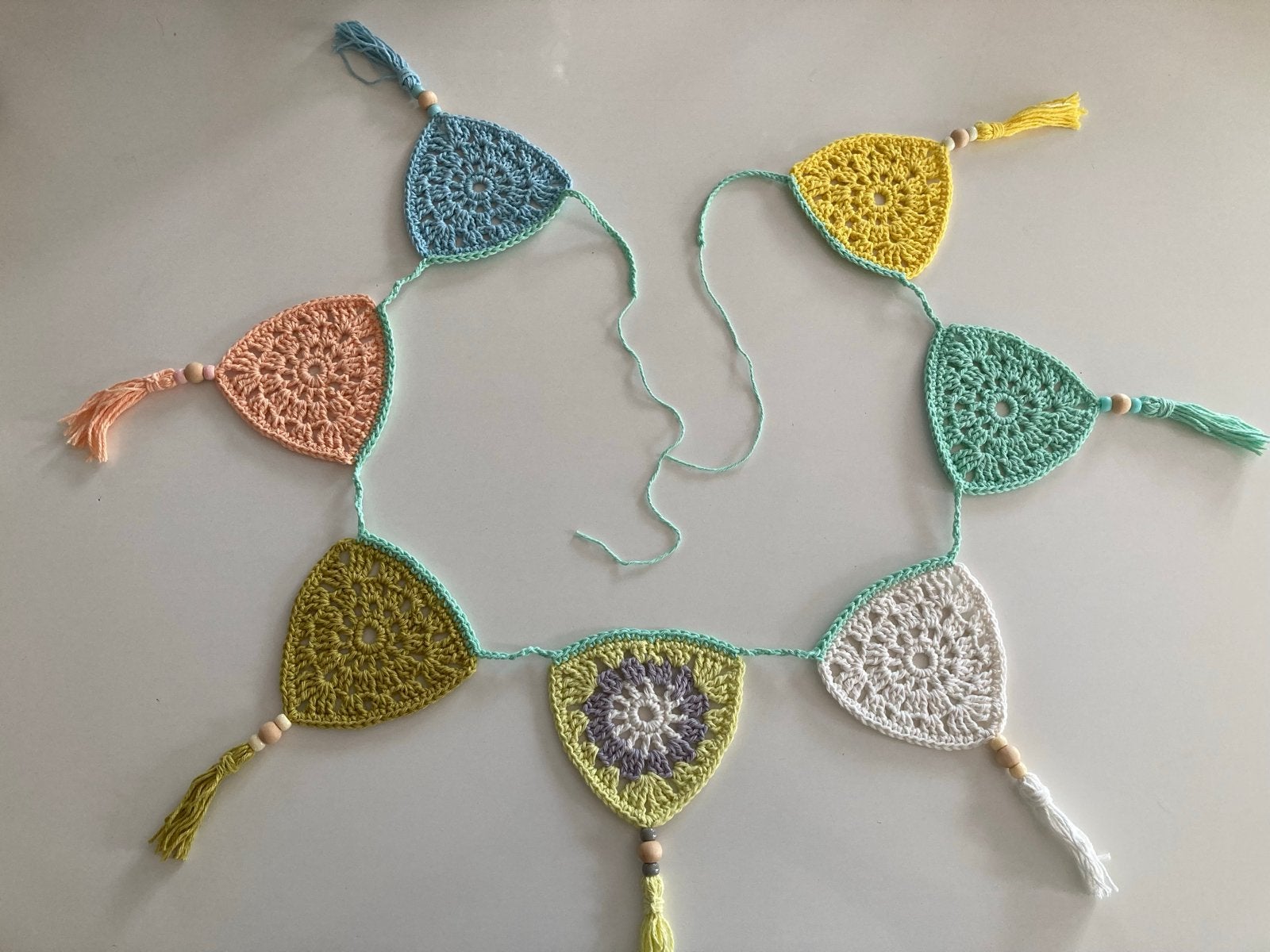 Vrolijke vlaggenlijn van katoen, pastelkleuren, 1.15m, Overige merken, Verzenden, Nieuw, Wanddecoratie