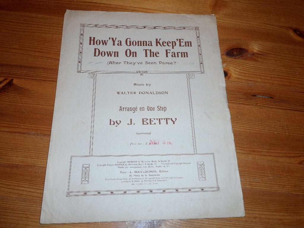 How 'y gonna keep 'em down on the farm - w. Donaldson, Muziek en Instrumenten, Bladmuziek, Gebruikt, Ophalen of Verzenden, Artiest of Componist