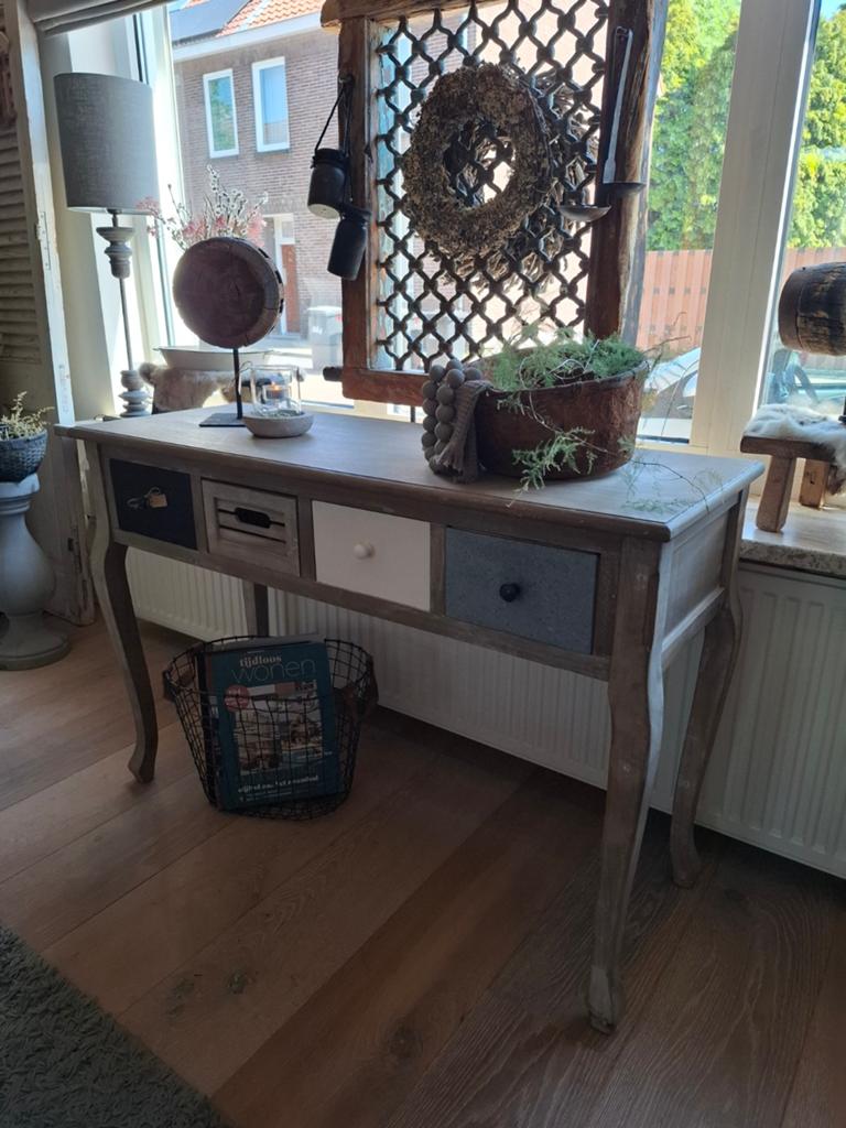 Landelijk Sidetable kaptafel tafeltje halkastje wandmeubel, Ophalen, 100 tot 150 cm, Overige houtsoorten, Landelijk