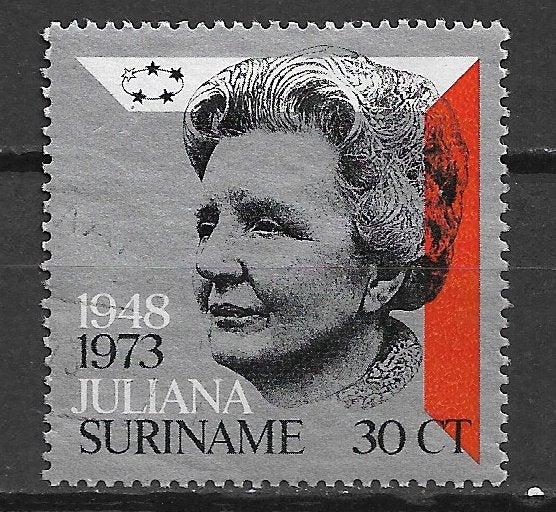 Suriname 1973 Zilveren regeringsjubileum koningin Juliana, Verzenden, Gestempeld