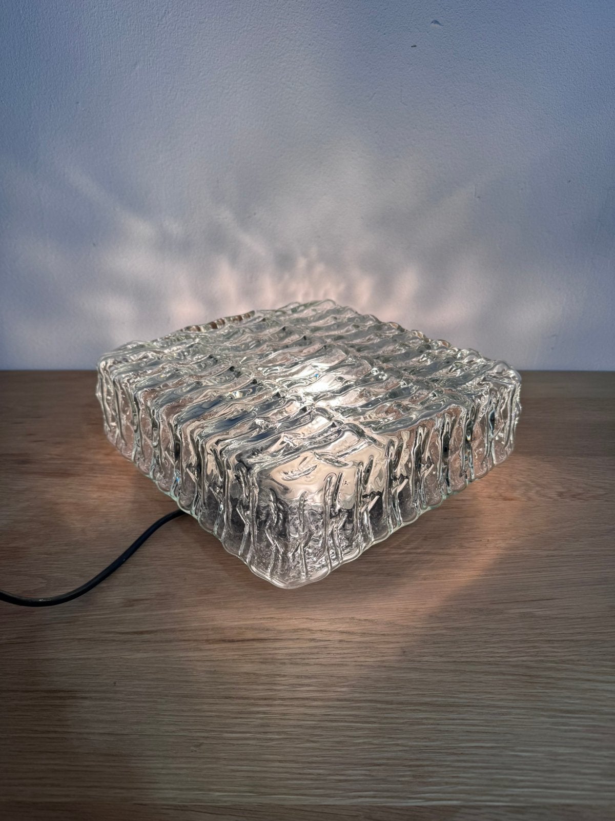 Vintage Fischer Leuchten ijsglas lamp, Ophalen of Verzenden, Zo goed als nieuw, Glas