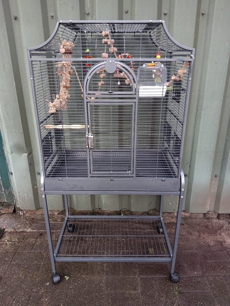 Vogelkooi (op onderstel met wieltjes)., Dieren en Toebehoren, Vogels | Hokken en Kooien, Gebruikt, Vogelkooi, Metaal, Ophalen