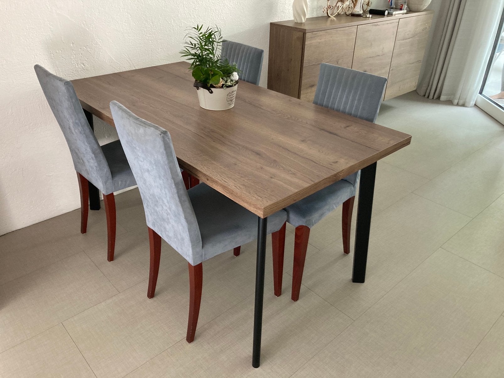Tonon eetkamerstoelen 4x, Ophalen, Blauw, Zo goed als nieuw, Vier