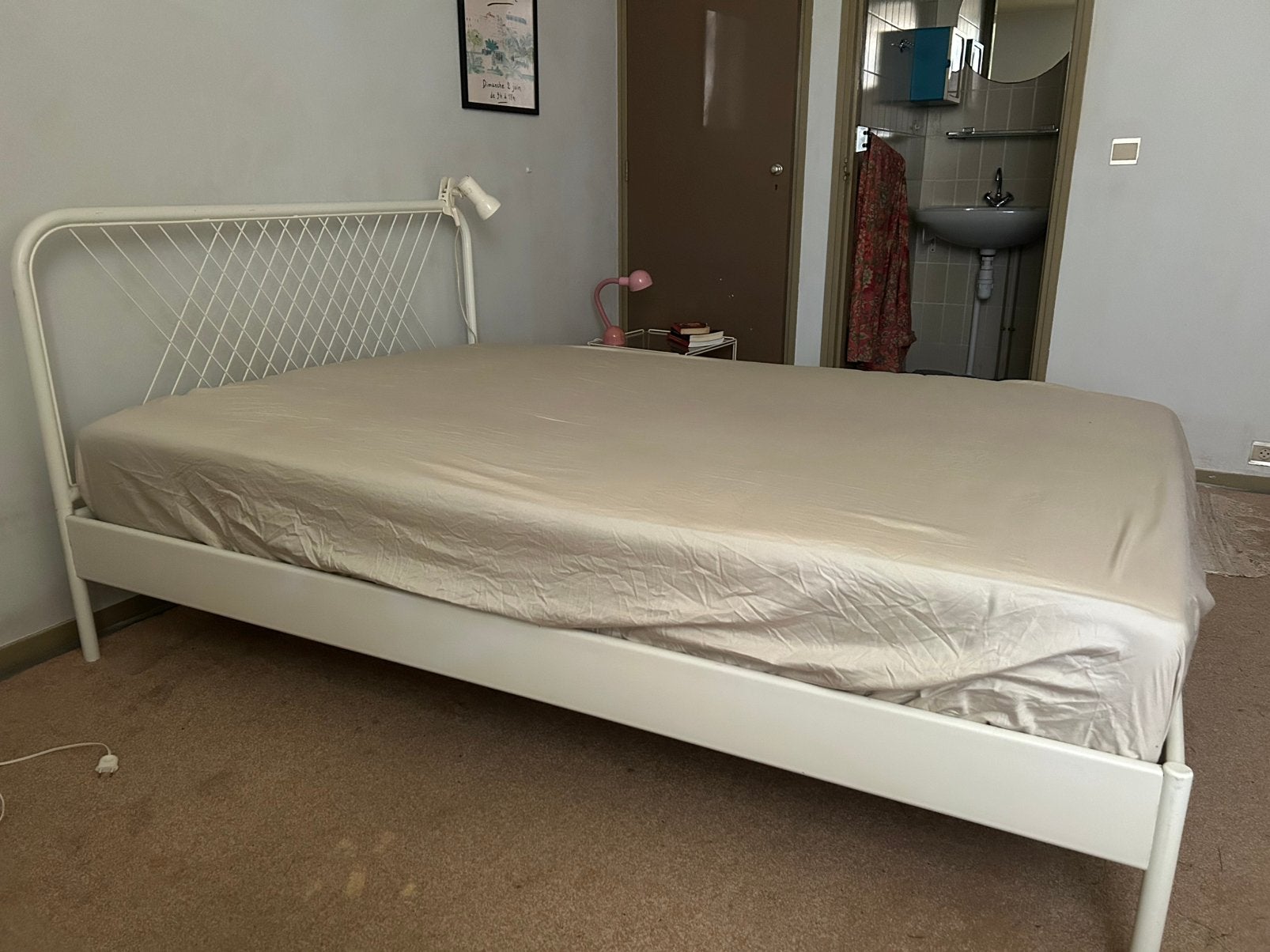 Twijfelaar bed, Ophalen, Wit, Zo goed als nieuw, Twijfelaar
