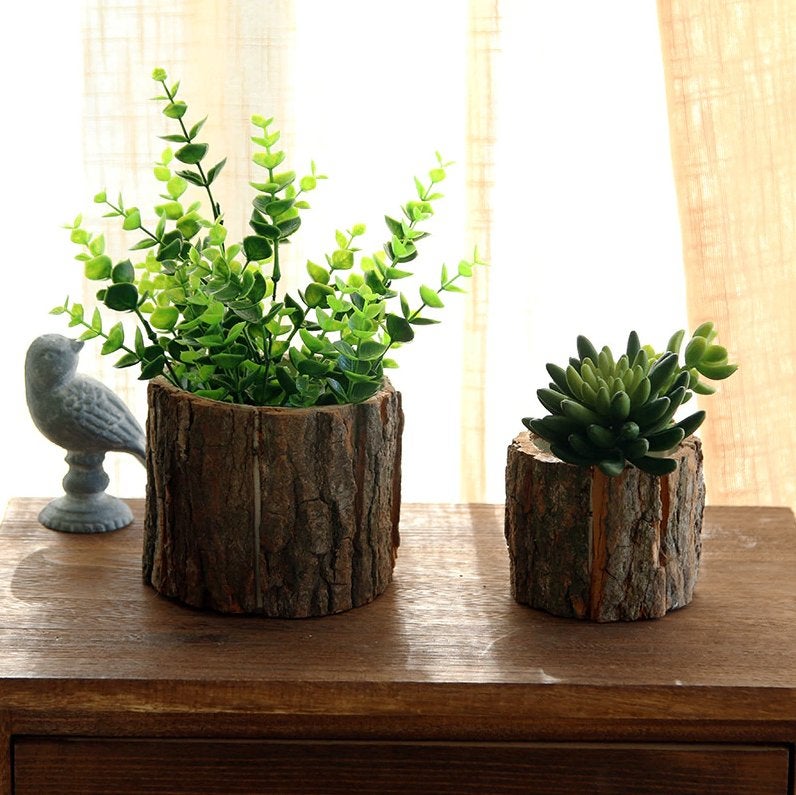 Boomstam Bloempot / Bloembak Houten Boom Plantenbak Pot Bak, Minder dan 30 cm, Verzenden, Rond, Nieuw