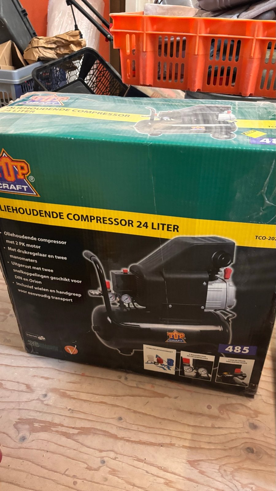 Nieuw Compressor 24 Liter, Doe-het-zelf en Verbouw, Ophalen, 6 tot 10 bar, Nieuw, 25 tot 100 liter