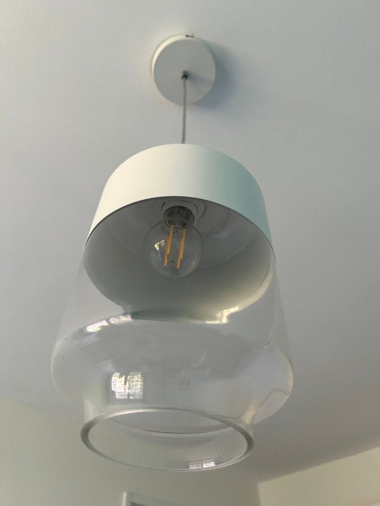 Witte/Glazen Lamp, Ophalen, Chic, E27 (groot), Zo goed als nieuw