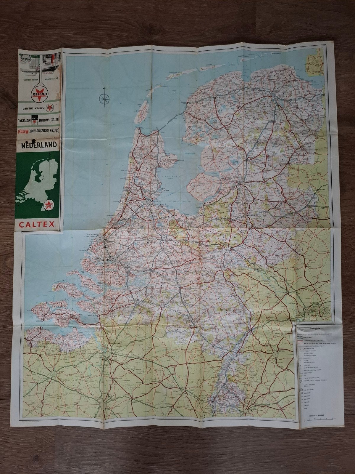 Caltex, Boeken, Atlassen en Landkaarten, Gelezen, Landkaart, Nederland, 1800 tot 2000, Ophalen of Verzenden