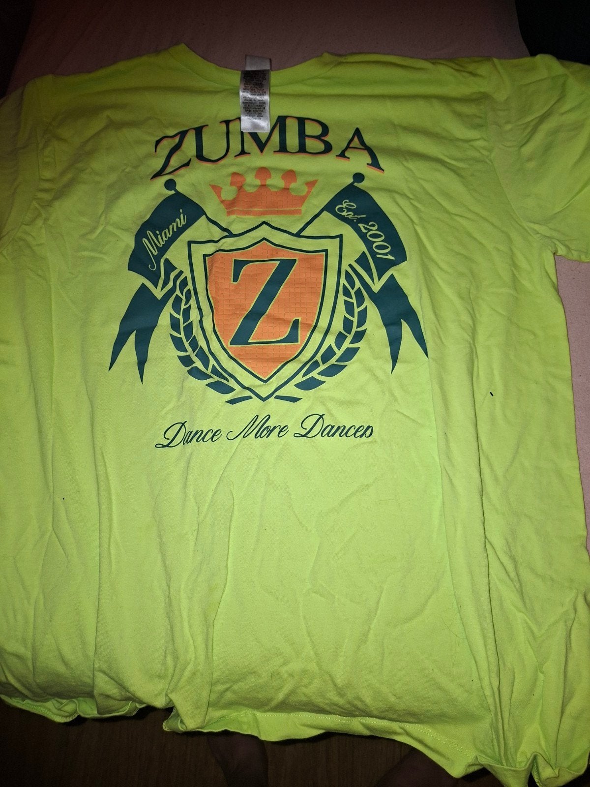 Zumba T-shirt neon geel - One Size Fits Most, Geel, Maat 42/44 (L), Ophalen of Verzenden, Zo goed als nieuw
