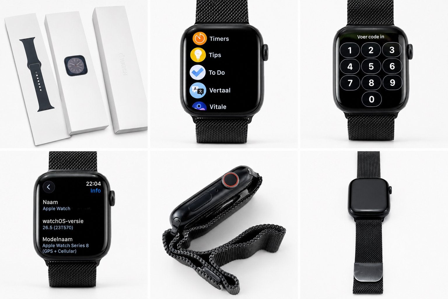 Apple watch series 8 cellular aluminum case 45MM, Ophalen, Gebruikt, Zwart, IOS