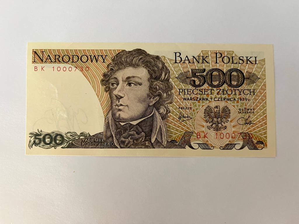 Zeldzaam Pools bankbiljet 500 Zloty 1979 Tadeusz Kościuszko, Ophalen of Verzenden, Polen, Los biljet