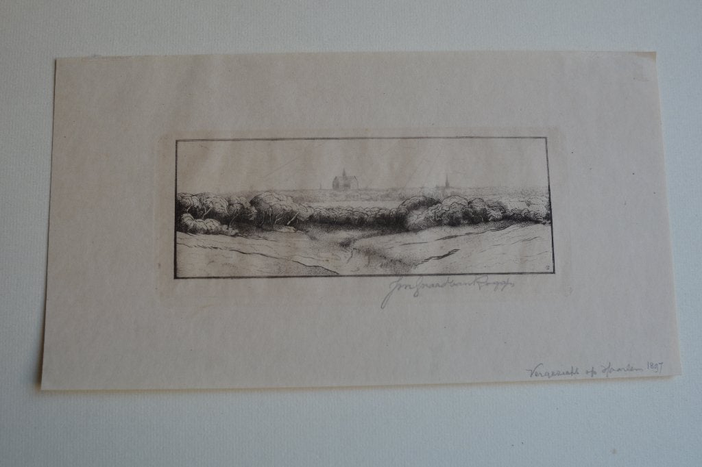 HAARLEM ETS GRAADT VAN ROGGEN 1897 VERGEZICHT K36, Antiek en Kunst, 6 cm, Met monogram, 1800 - 1899, Ets