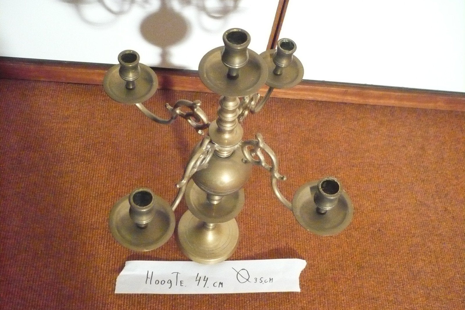 te koop een messing koperen kaarsen standaard    ingst, Ophalen of Verzenden