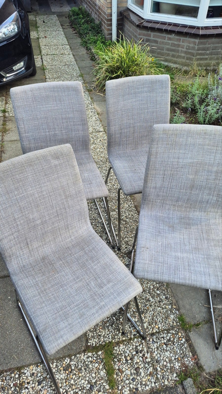 4 gebruikte stoelen, gratis op te halen, Ophalen, Gebruikt, Grijs, Vier