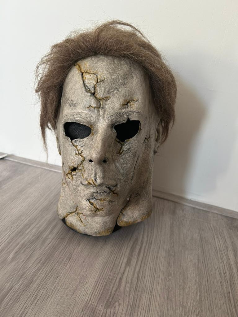 Gesigneerd Michael Myers masker Halloween 2007 remake, Ophalen of Verzenden, Gebruikt, Film, Beeldje, Replica of Model