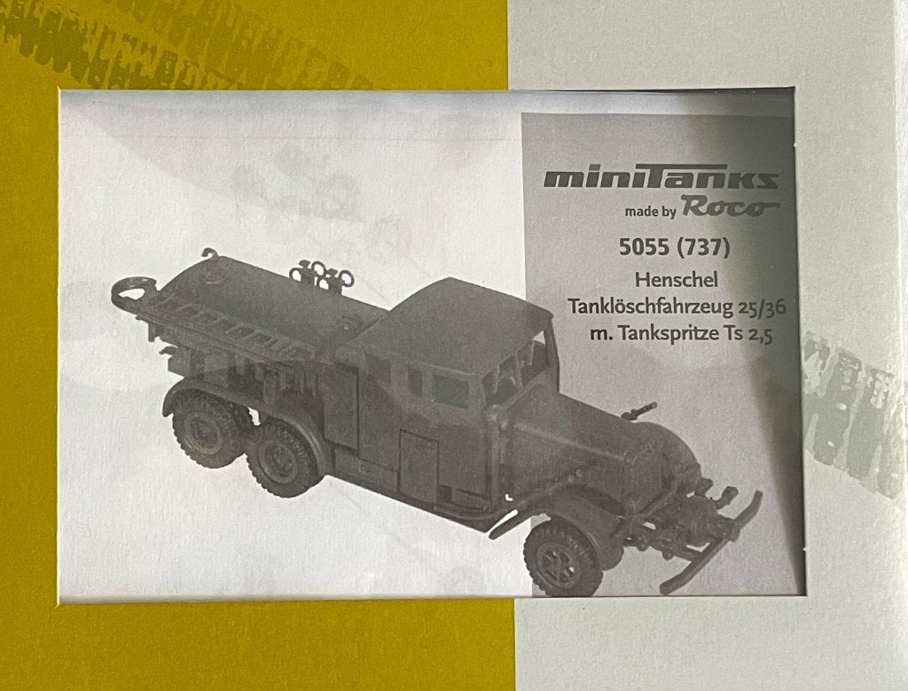 Roco Minitanks 5055: Henschel Tanklöschfahrzeug 25/36, Ophalen of Verzenden, Nieuw, Bus of Vrachtwagen, Herpa