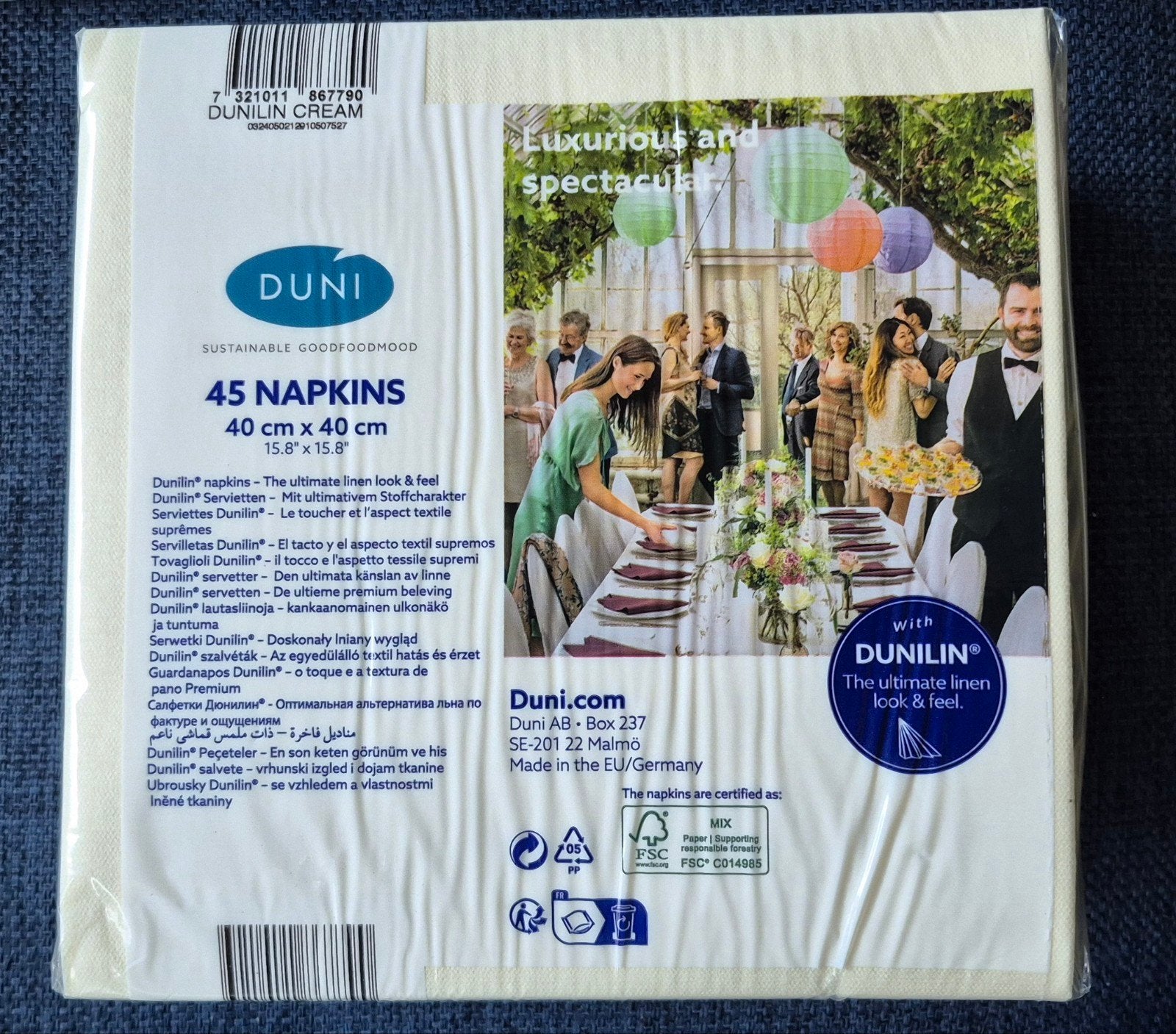 Dunilin Servetten Crème 40x40 cm - 45 stuks   hoge korting, Huis en Inrichting, Ophalen of Verzenden, Nieuw