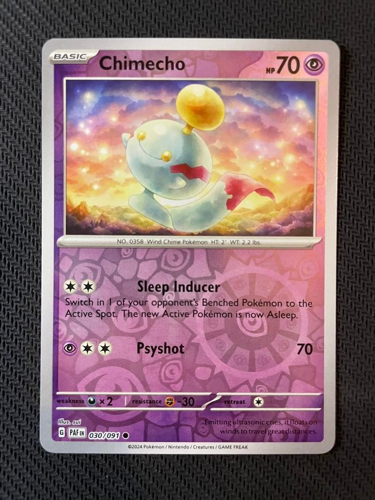 Chimecho 030/091 Reverse Holo Paldean Fates Packfresh, Ophalen of Verzenden, Zo goed als nieuw