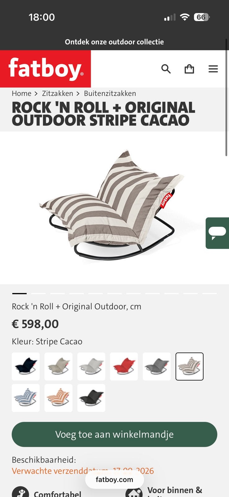 Fatboy rock and roll rocking chair, Ophalen, Gebruikt, Met standaard, Eenpersoons