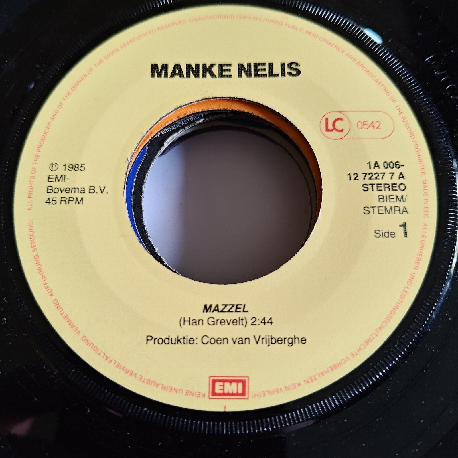Manke Nelis - Mazzel (Vinyl Single 1985), Gebruikt, Originele persing, 7 inch, Ophalen of Verzenden