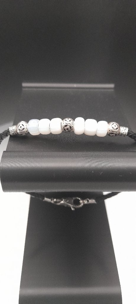 Monarch leren armband met 925 zilver Fleur de Lis sluiting, Verzenden, Zwart, Nieuw, Leer