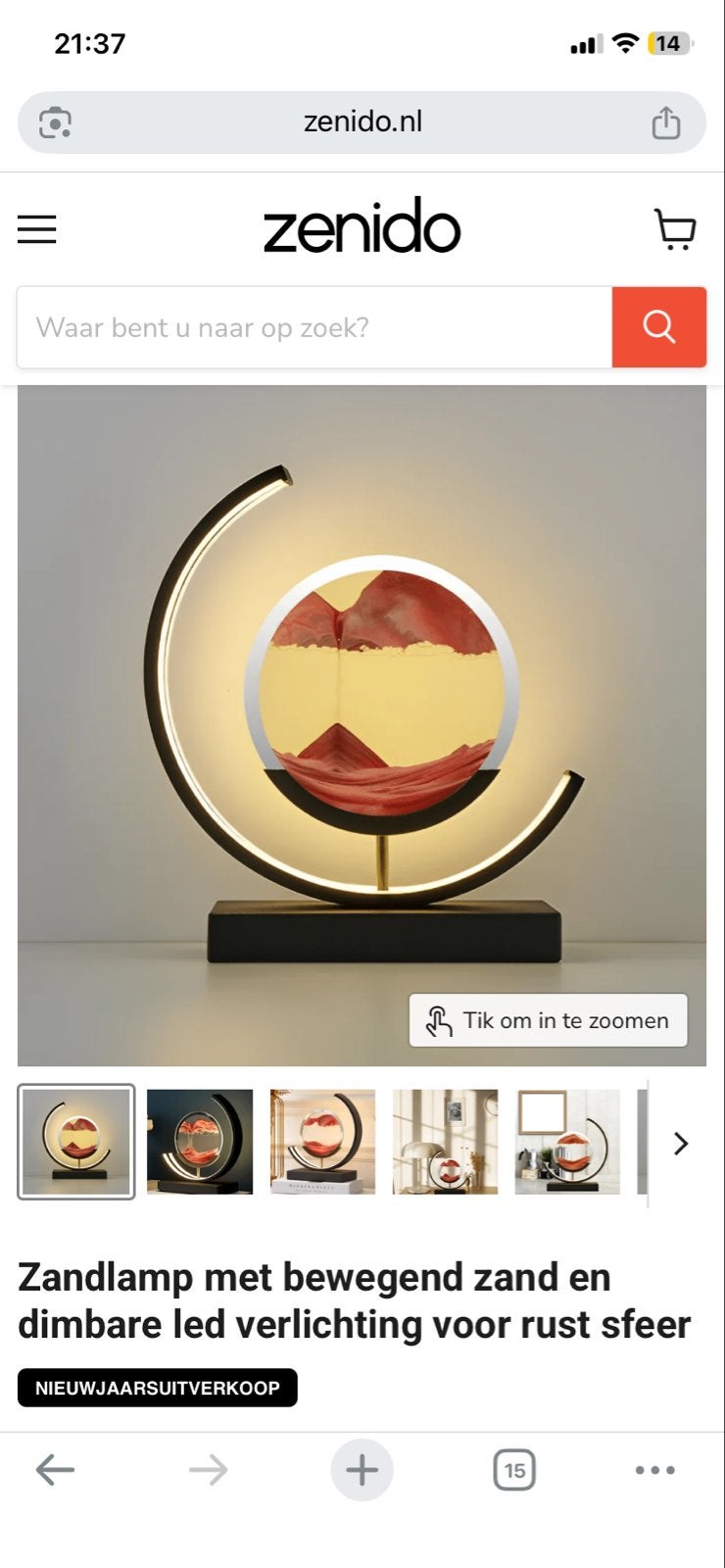 Zandloper LED Lamp met Bewegend Zand en Dimbaar Licht, Huis en Inrichting, Woonaccessoires | Overige, Zwart, Nieuw, Kunststof